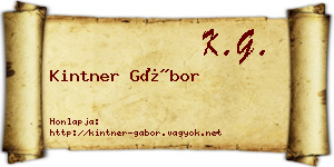 Kintner Gábor névjegykártya
